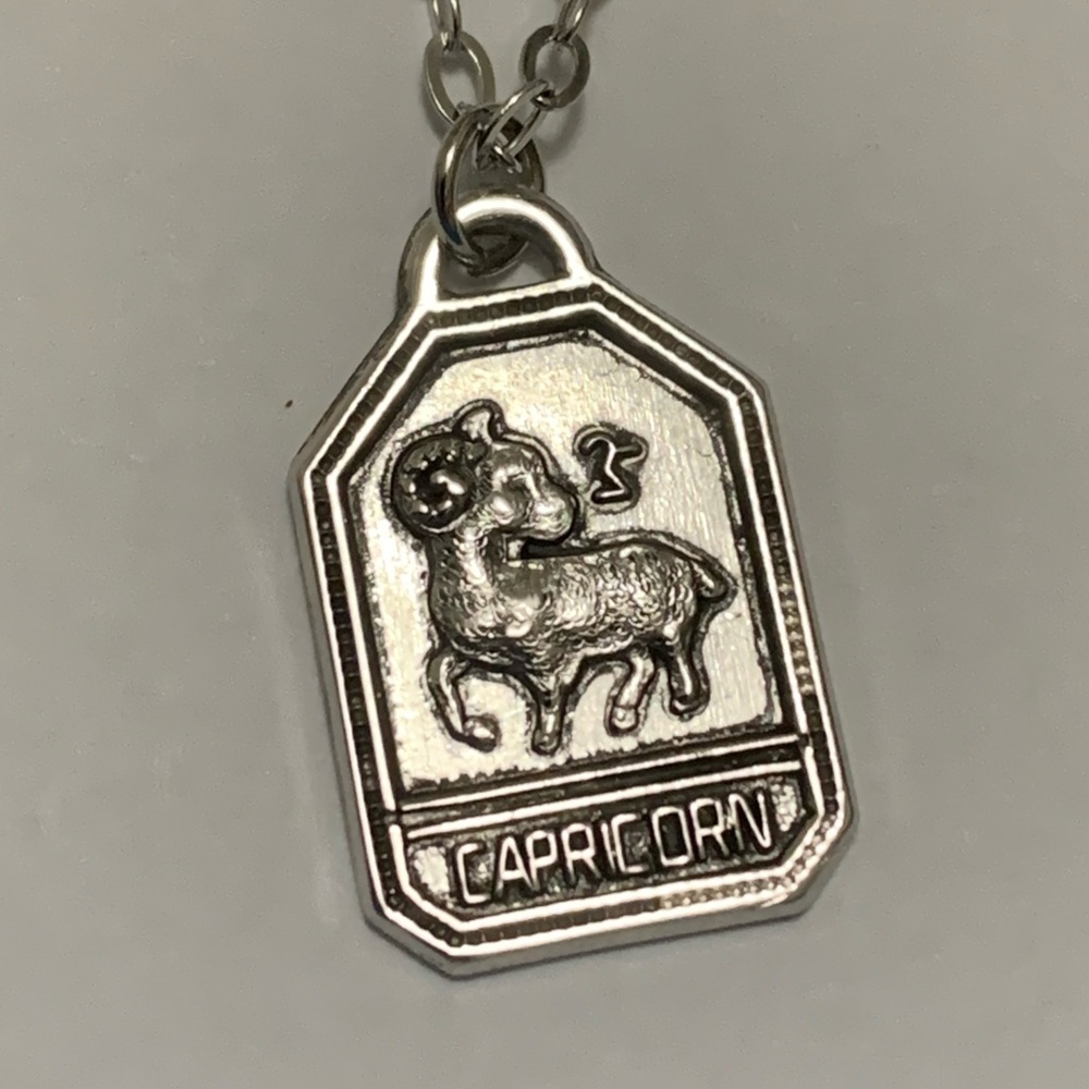 CAPRICORN zodiac pendant-charm with 18” chain New Vintage sterling silver - Picture 1 of 10